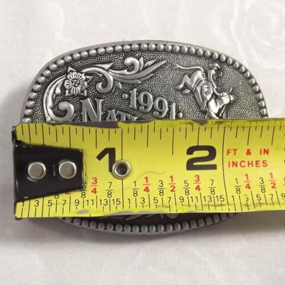 1991 Hesston National Finals Rodeo Miniature Commemorative Series Belt Buckle - Picture 8 of 9